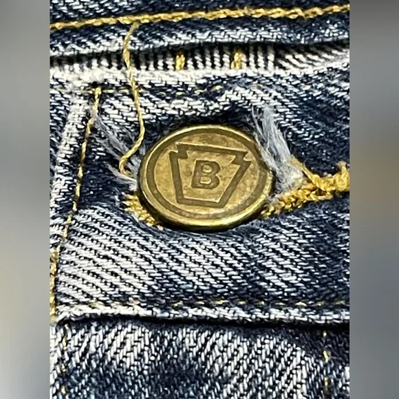 Vintage Bills Khakis Jeans Mens 34x30 Blue Denim Distressed Hem Straight Y2K - Picture 8 of 10